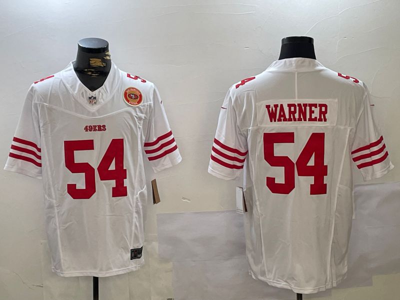 Men San Francisco 49ers 54 Warner White Three generations 2024 Nike Vapor Limited NFL Jersey style 4